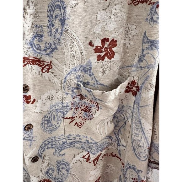 Caribbean Silk Blend Men's 3X Hibiscus Nassau Paisley Shirt Button Up S/Sleeve‎ - Picture 3 of 11